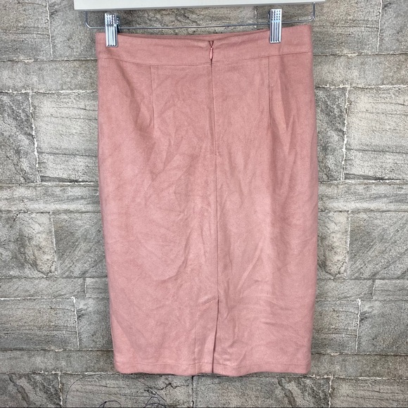 Lulu's Superpower Blush Suede Pencil Skirt SIZE XS - Picture 4 of 8